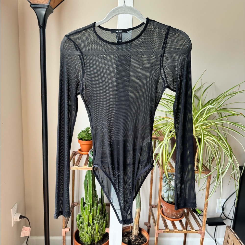Forever 21 Black Mesh Bodysuit